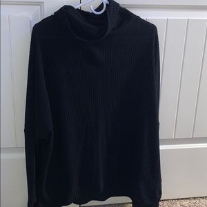 black Waffle Knit Turtleneck